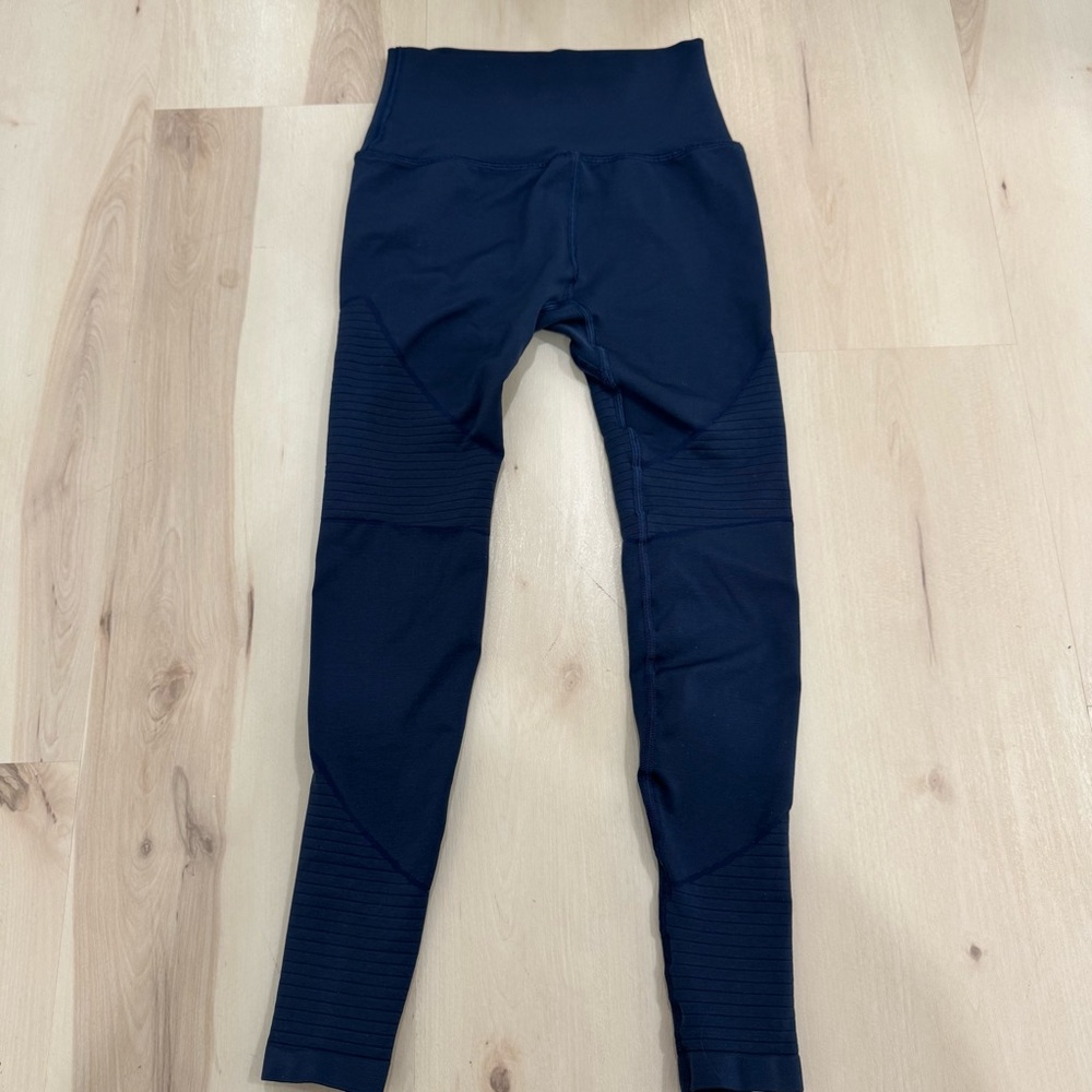 Alphalete Moto Leggings Women's Small Navy Blue High Waisted Compression